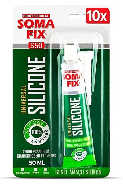 Somafix 10 Adet Genel Amaçlı Tüp Silikon Yapıştırıcı Şeffaf 50 Ml Şeffaf