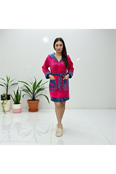 Şahteks Kadın Fermuarlı Kapüşonlu Cute Kitty Nakış Detaylı Özel Tasarım Ultra...