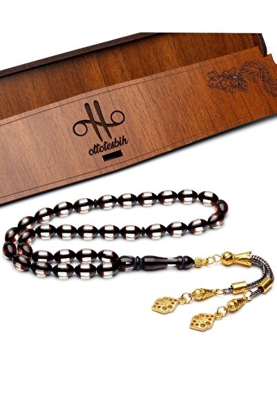 EHİNOS Men's 7X11Mm Burgundy Transparent Vernier Powdered Amber Prayer Beads,...