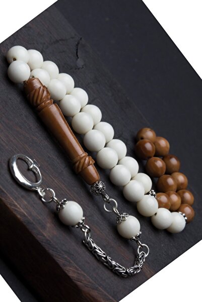 EHİNOS سبحة كوكا من عظم الجمل بتصميم خاص وشرابة فضية