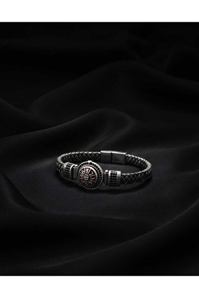 Beksy Accessory Erkek Hakiki Örme Deri Bileklik - Rulet Retro Casino Figürlü ...
