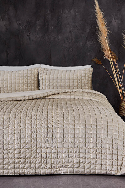 Evlen Home Collection 100% Velvet Bedspread Beige