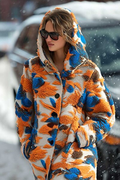 LAGRANZE Flower Patterned Teddy down Coat