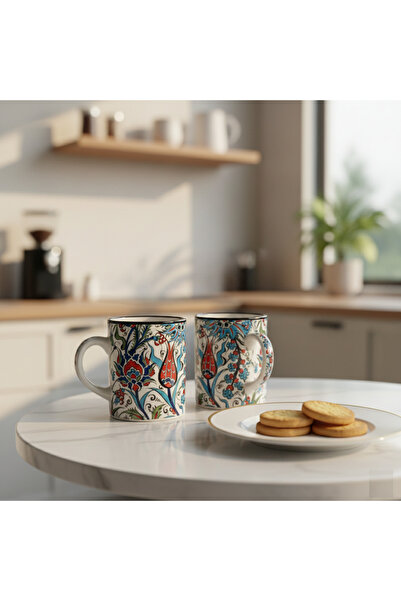 RGS HOMELİFE طقم أكواب سيراميك مصنوع يدويًا مكون من قطعتين، طقم أكواب سيراميك...