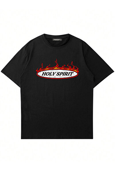 Mad&Calf Unisex Holy Spirit Printed Crew Neck Oversized Tshirt