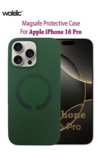 Generic غطاء خلفي متوافق مع نظام ماج سيف لهاتف آيفون 16 برو من آبل - أخضر