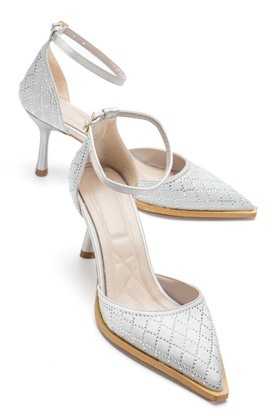 ELEVAM Stone Detailed Women's Evening Dress Heeled Shoes