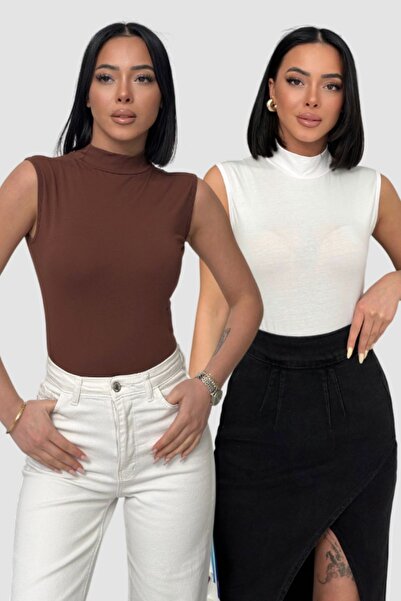 Lunamiratto Women's Lycra 2-Piece Sleeveless Body Zero Sleeve Throat Badi 2 P...