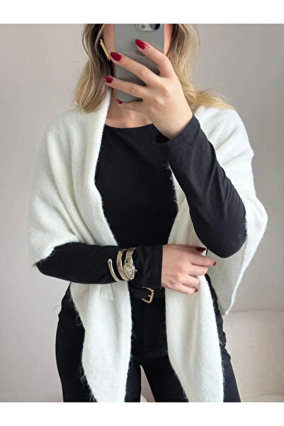 LEROSY CO. Şal triunghiular cu textura moale, alb