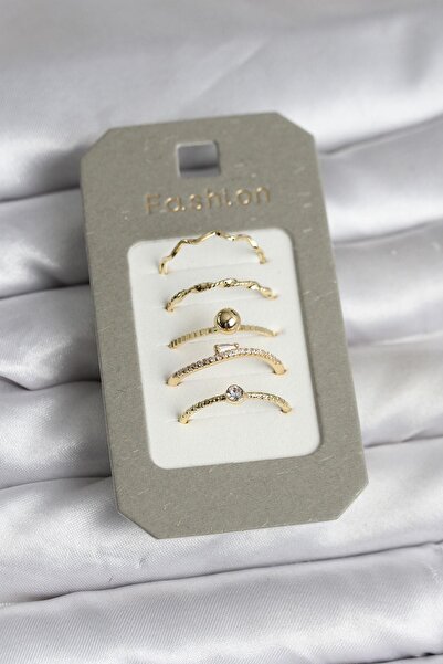 cleovibe طقم خواتم من النحاس الأصفر مكون من 5 قطع