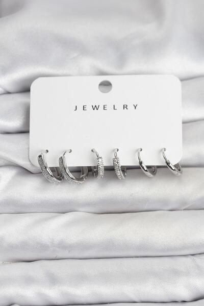 cleovibe طقم أقراط نسائية من النحاس الفضي مع أحجار الزركون