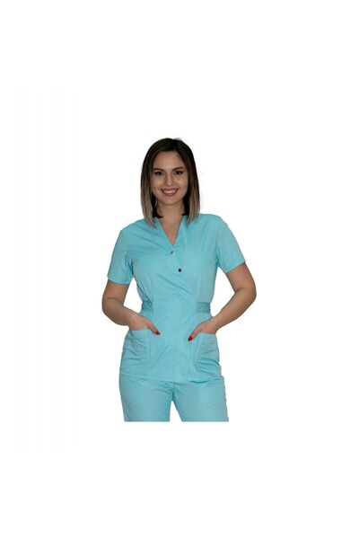 LifeStyle Medical Halat medical kimono cu maneca scurta dama tercot, L, menta