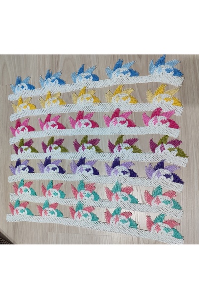 GÖNEN İĞNE OYASI İğne Oyası Havlu Kenarı Mavi Renk Takım