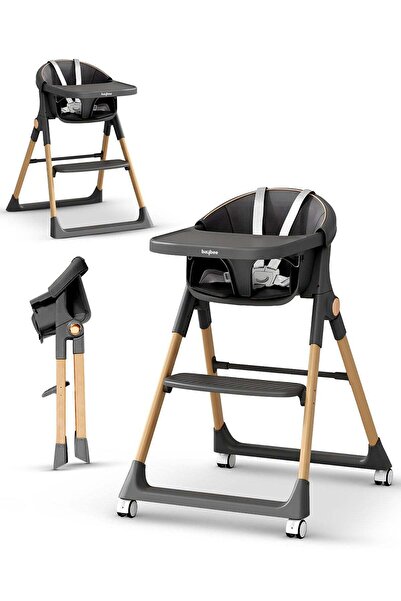 BAYBEE 3-in-1 high chair with adjustable height & tray, 5-point safety harnes...