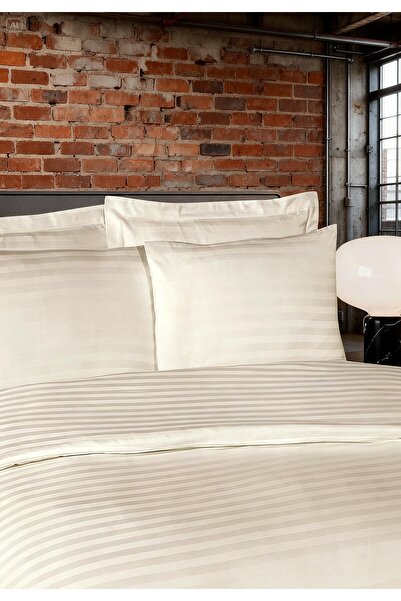 serelya Σετ Παπλωματοθήκης Διπλό Σατέν - Ριγέ - Σατέν Ύφασμα - 100% Βαμβάκι