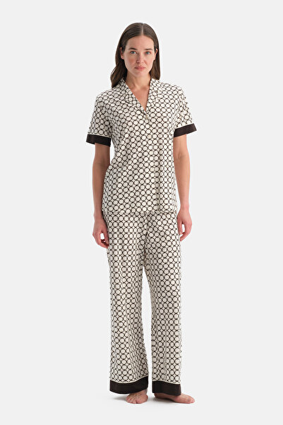 Dagi SET PANTALONI CĂMAȘI MODAL BUMBAC CU MODELE GEOMETRICE