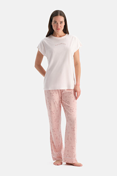 Dagi SET PANTALONI TEE DETALIAT CU BRODATURĂ