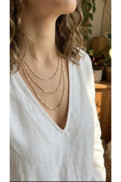 Serra سلسلة من الفولاذ 316L بلون ذهبي، موديل سلسلة ملتوية ثلاثية للنساء