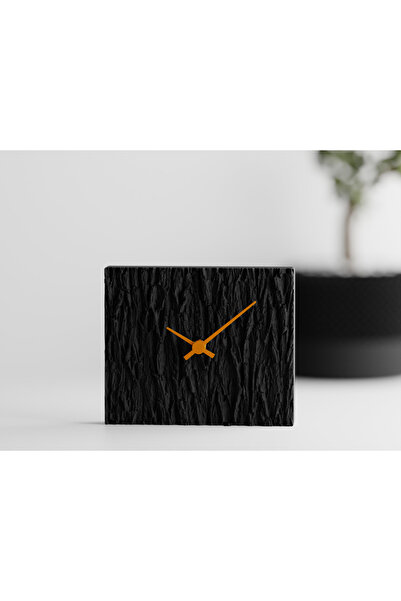 Vuslat Hediyelik Dekoratif Modern Ahşap Dokulu Masa Üstü Saat Siyah 15x13 cm ...