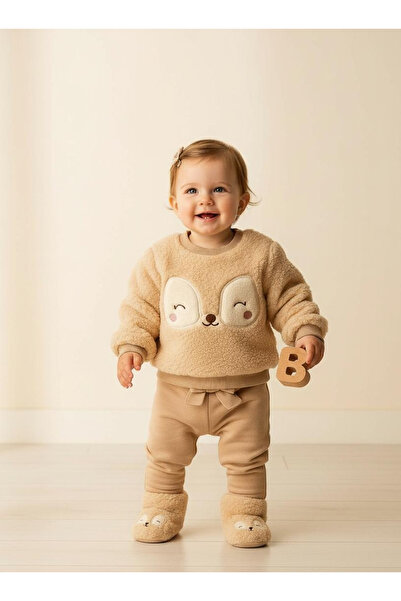 Bebelul Welsoft 3-piece set – blouse, pants and boots – fluffy material - Cream