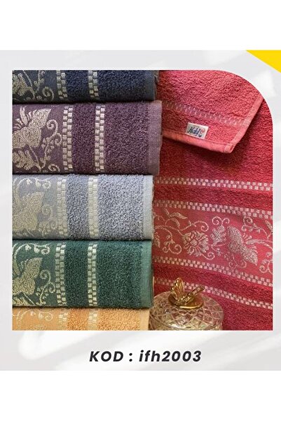 Bilmar Bukle Jacquard Lily Patterned Hand and Face Towel 50 X 90 cm X 6 Pieces