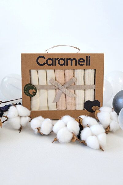 Caramell "CARAMELL %100 PAMUK 7'Lİ BEBEK AĞIZ MENDİLİ SETİ- YUMUŞAK DOKULU -EKRU
