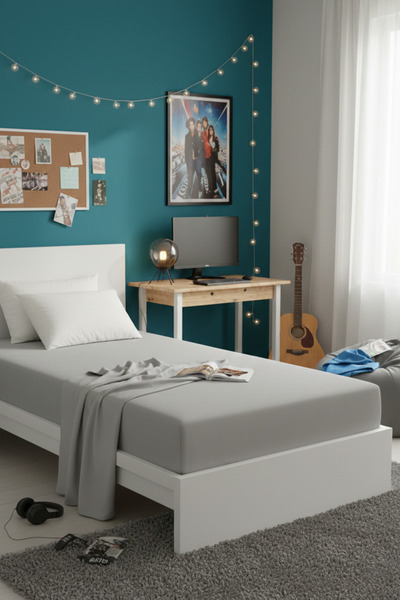 serelya Battal Size Elastic Towel Sheet - 100% Cotton - 180 X 200 cm