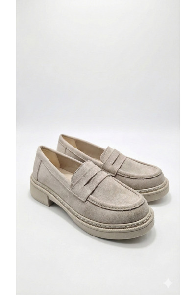 Noliva Kadın Siyah Süet Loafer Günlük Düz Taban Maskülen Ayakkabı