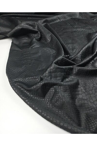 Kumaş Parça Matte Foil Jersey Fabric in Black Color Width: 155