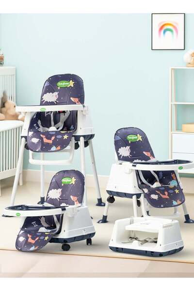 BAYBEE كرسي طعام للأطفال قابل للتحويل مع صينية، وعجلات، وحزام أمان، وارتفاع ق...