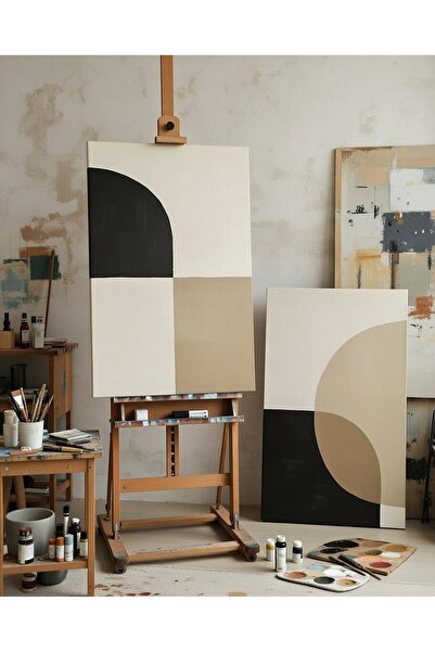 Nurşahın Resimleri 2 li El Yapımı Soyut Dekoratif Kanvas Tablo