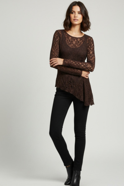 kikiriktekstil Guipure Detailed Long Sleeve Women's Blouse