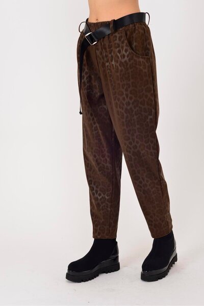Park Moda 8600 Belt Detail Leopard Print Pants