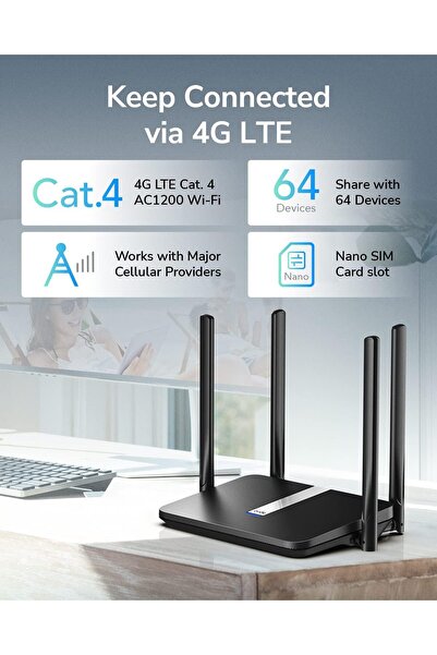 cudy كودي راوتر مودم AC1200 ثنائي النطاق غير مقفل 4G LTE مع فتحة شريحة اتصال