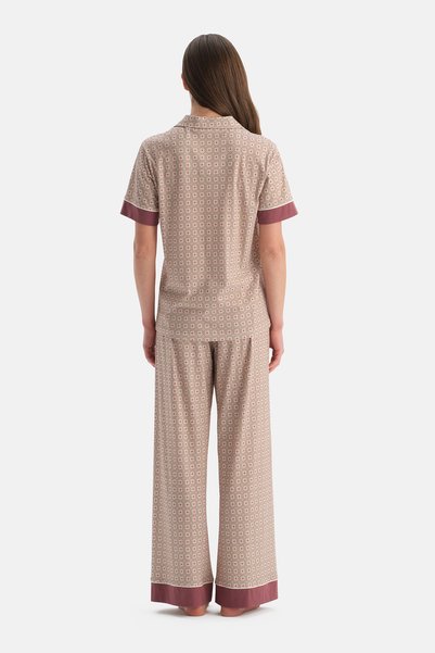 Dagi Multicolor Geometrik Desenli Pamuk Modal Gömlek Pijama Takımı
