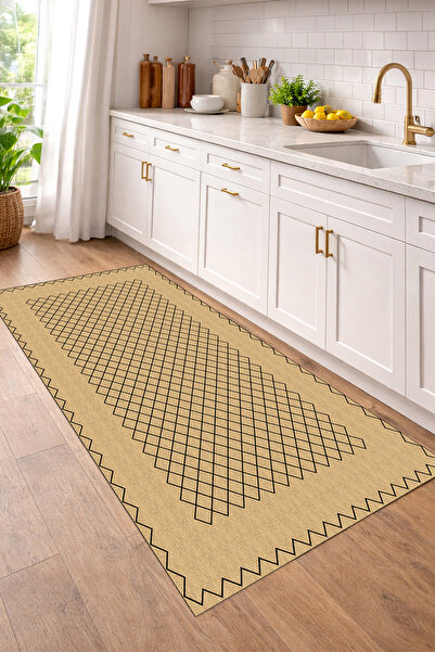 Nihai Ev Dijital Baskı Leke Tutmaz Yıkanabilir Altı Kaymaz Mutfak Halısı Salo...