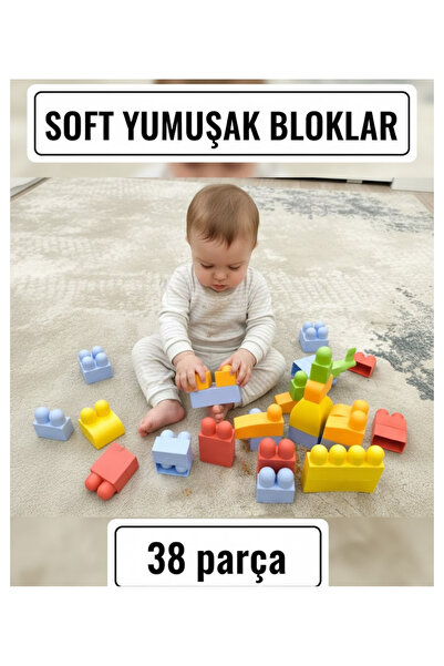LRS STORE Soft Yumuşak Bebek Blokları - 38 Parça Eğitici Le go Seti - Diş dos...