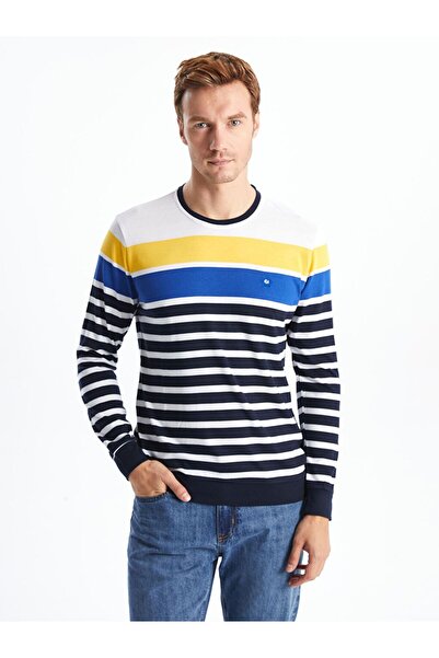 LC Waikiki Crew Neck Long Sleeve Striped Men's Knitwear Sweater
