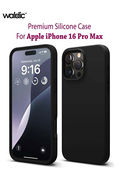 Generic جراب سيليكون فاخر لهاتف آيفون 16 برو ماكس - أسود