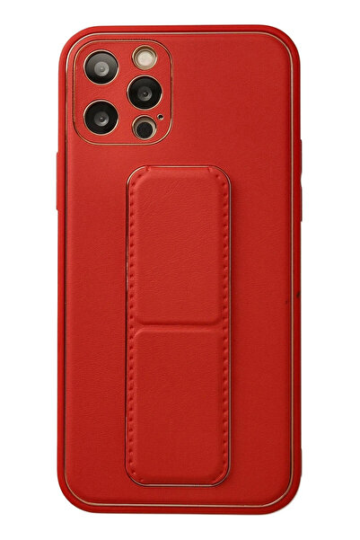 BSN STİL Bsnshop 12 Pro Case Coco Leather Stand Cover - Red 1058986