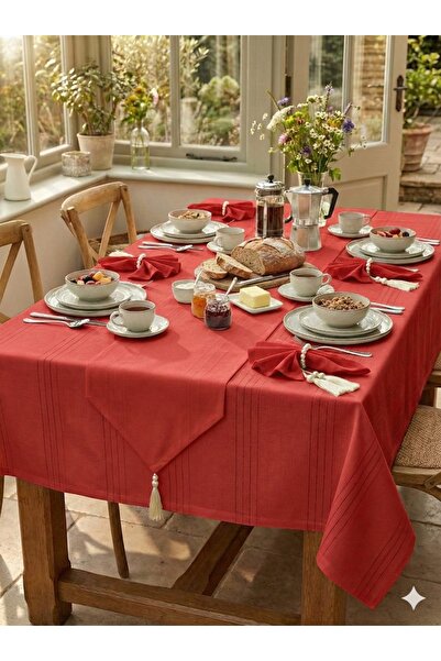 Sfr Home by FİSKOS Carmen Dining Table Cloth Set for 12 People 26 Pieces