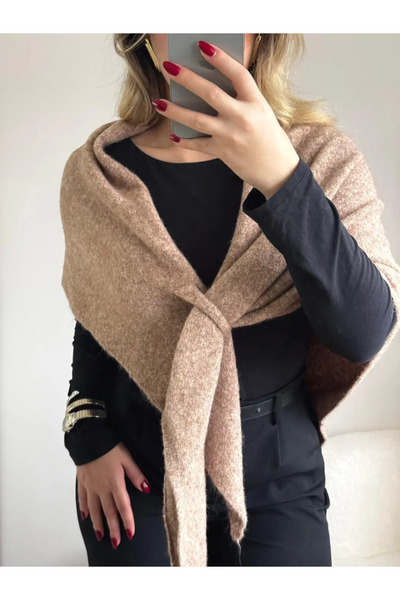 LEROSY CO. Detaliu cu textura moale Triunghi șal nurcă