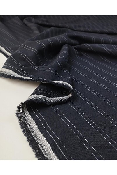 Kumaş Parça Koyu Lacivert Çizgili Gabardin (En 140 cm x Boy 200 cm)