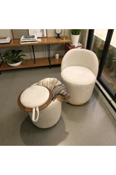 pufunny Sırtlı Mini Berjer Puf, Çok Amaçlı Sandıklı Sehpa Puf İki ürün