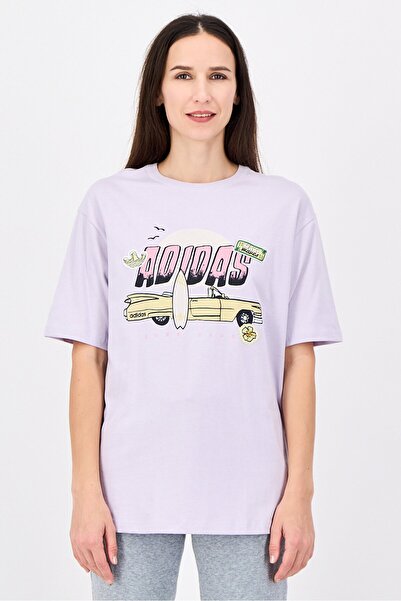 adidas Women Sportswear Fit Short Sleeve Outdoor T-Shirt, Lavender