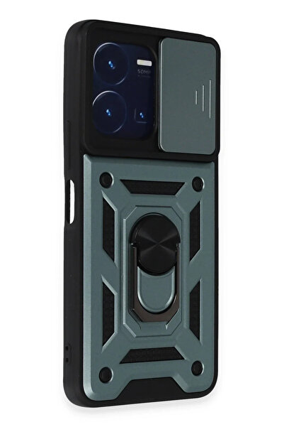 BSN STİL Bsnshop Vivo Y35 Case Pars Silicone with Lens Ring - Green 1058986