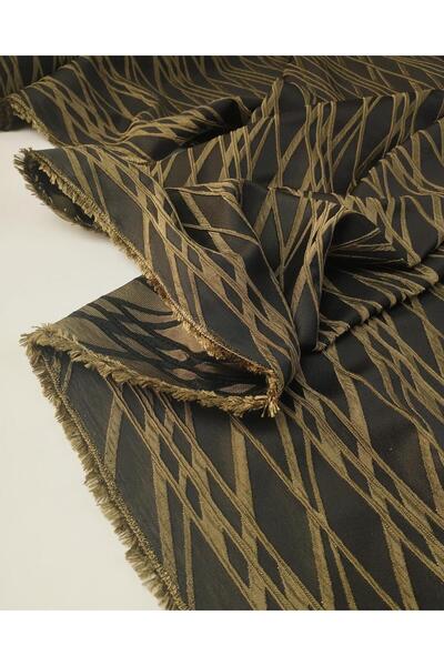 Kumaş Parça قماش بروكار بألوان أسود وبني وكاكي (العرض 140 سم × الطول 240 سم)