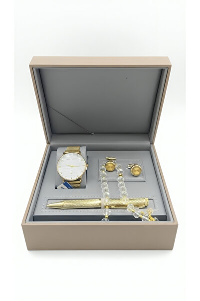 Boutique Royal Men's Watch Accessory Set in Gold (4 pieces)