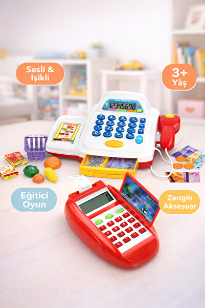 YILDIRIM OYUNCAK آلة تسجيل المدفوعات النقدية + جهاز نقاط البيع مع ملحقات صوتي...