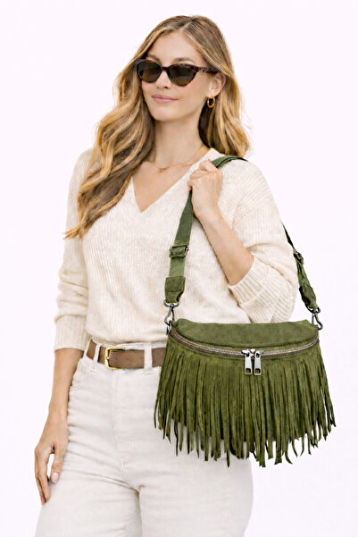 HBS Suede Tassel Strap Bag – Everyday Use, Stylish Design, Adjustable Strap a...